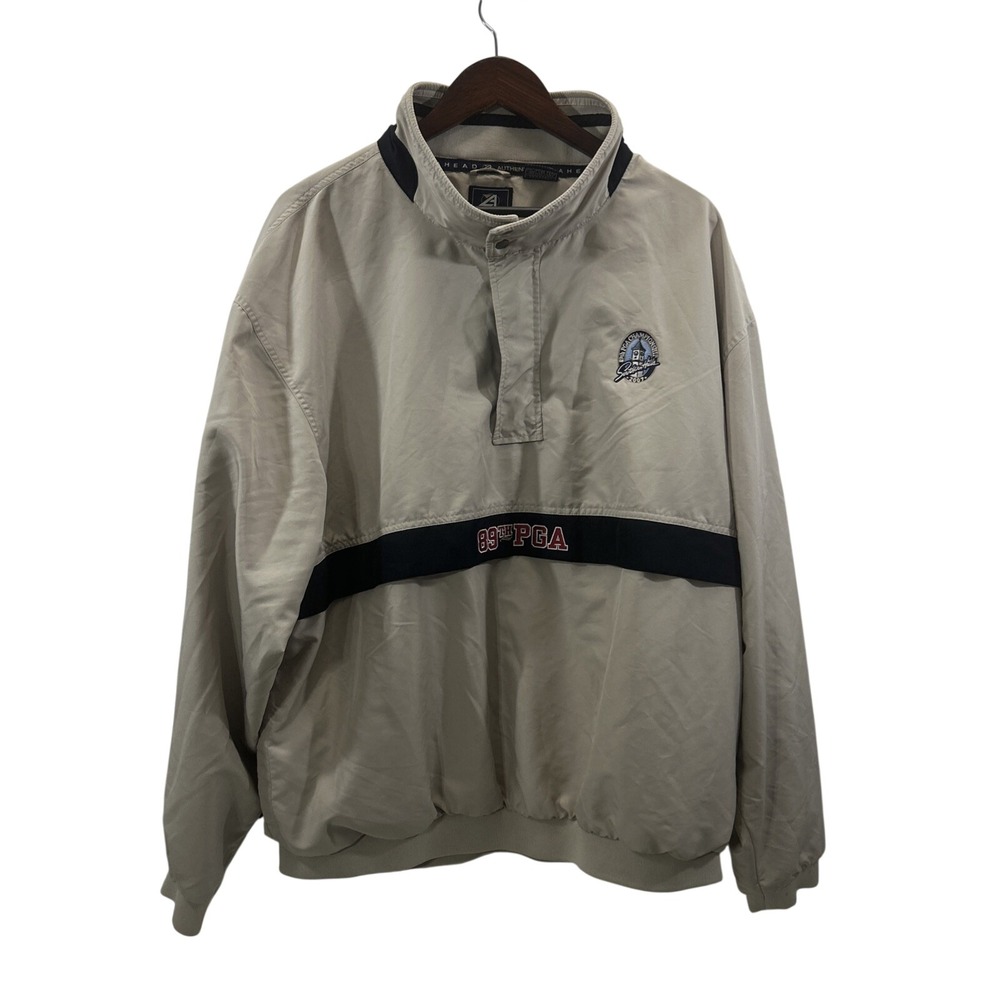 PGA 89th Championship Men XL Windbreaker Tan 2007 Southern Hill 1/4 Zip Pullover